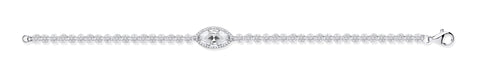 925 Sterling Silver Marquise Centre Cz with Round Flower Style Cz's Bracelet