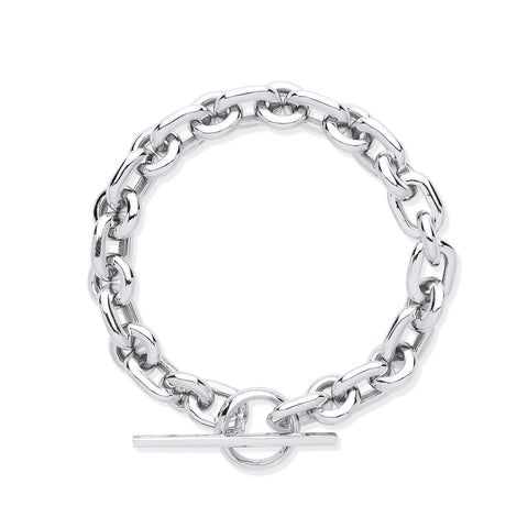 925 Sterling Silver Chunky Link T-Bar Bracelet