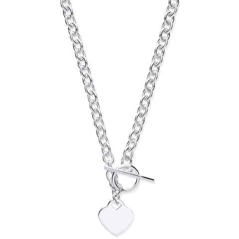 925 Sterling Silver Heart T-Bar Collarette Bracelet