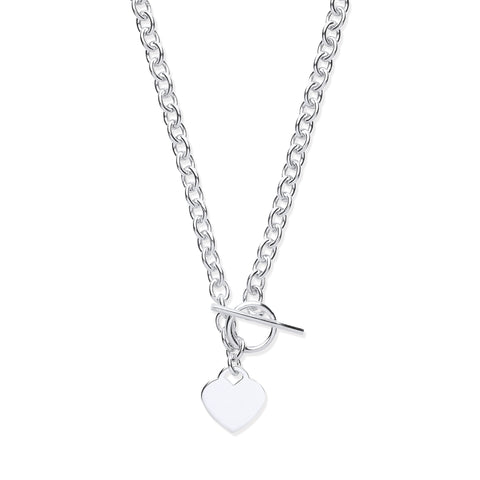 925 Sterling Silver Heart T-Bar Collarette Necklace
