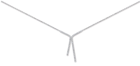 925 Sterling Silver 17" Cz Tussle Chain Necklace