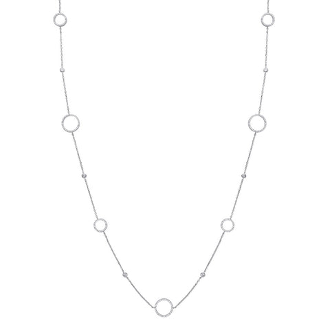 925 Sterling Silver Cubic Zirconia Circle of Life 36" (91cm) Necklace