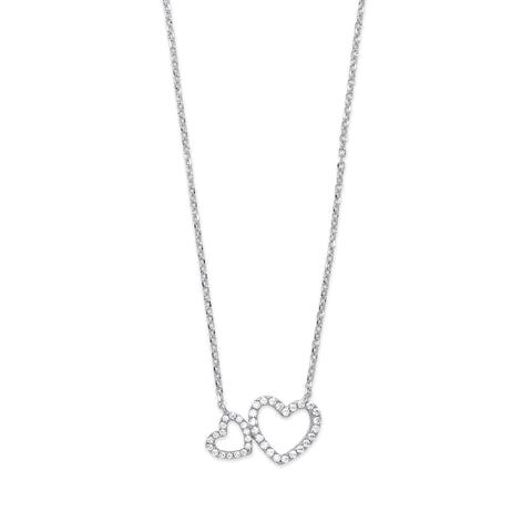 925 Sterling Silver Cubic Zirconia Heart Necklace / Bracelet