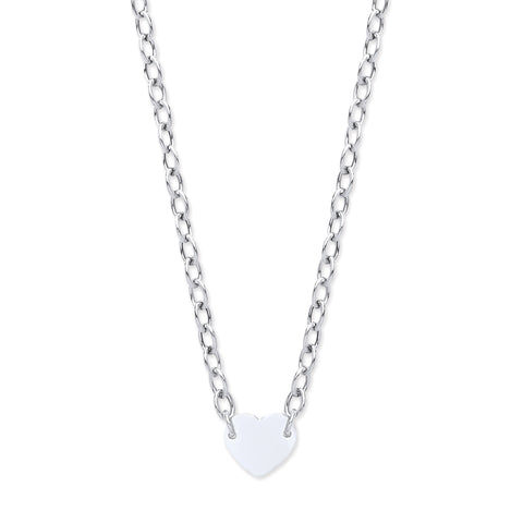 925 Sterling Silver Polished Heart Charm Bracelet & Necklace Set