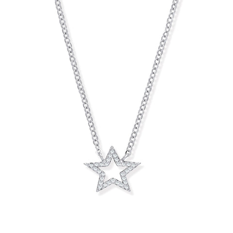 925 Sterling Silver Cubic Zirconia Star Necklace / Bracelet