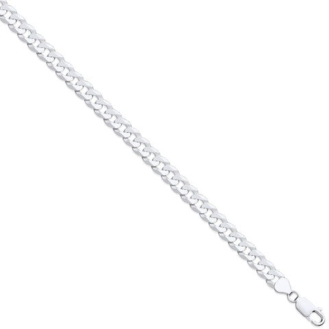 925 Sterling Silver Economy Flat 8.0mm Curb Chain / Bracelet