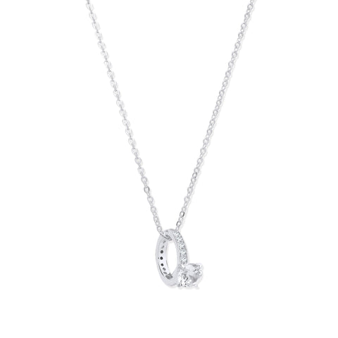 925 Sterling Silver Big Diamond Ring Cubic Zirconia Chain Necklace