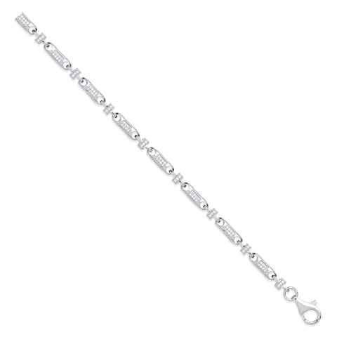 925 Sterling Silver 5.3mm Fancy Links Cubic Zirconia Chain/Bracelet