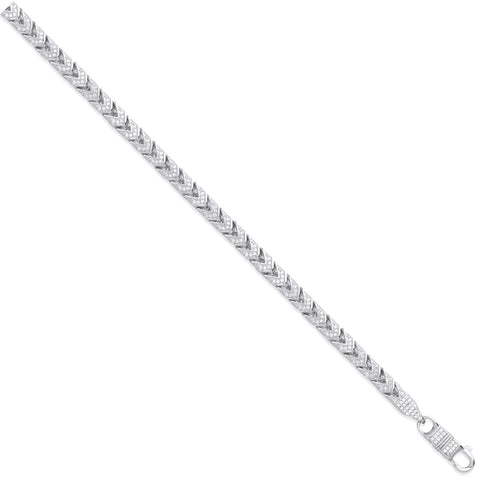 925 Sterling Silver Franco Link With Cubic Zirconia Chain