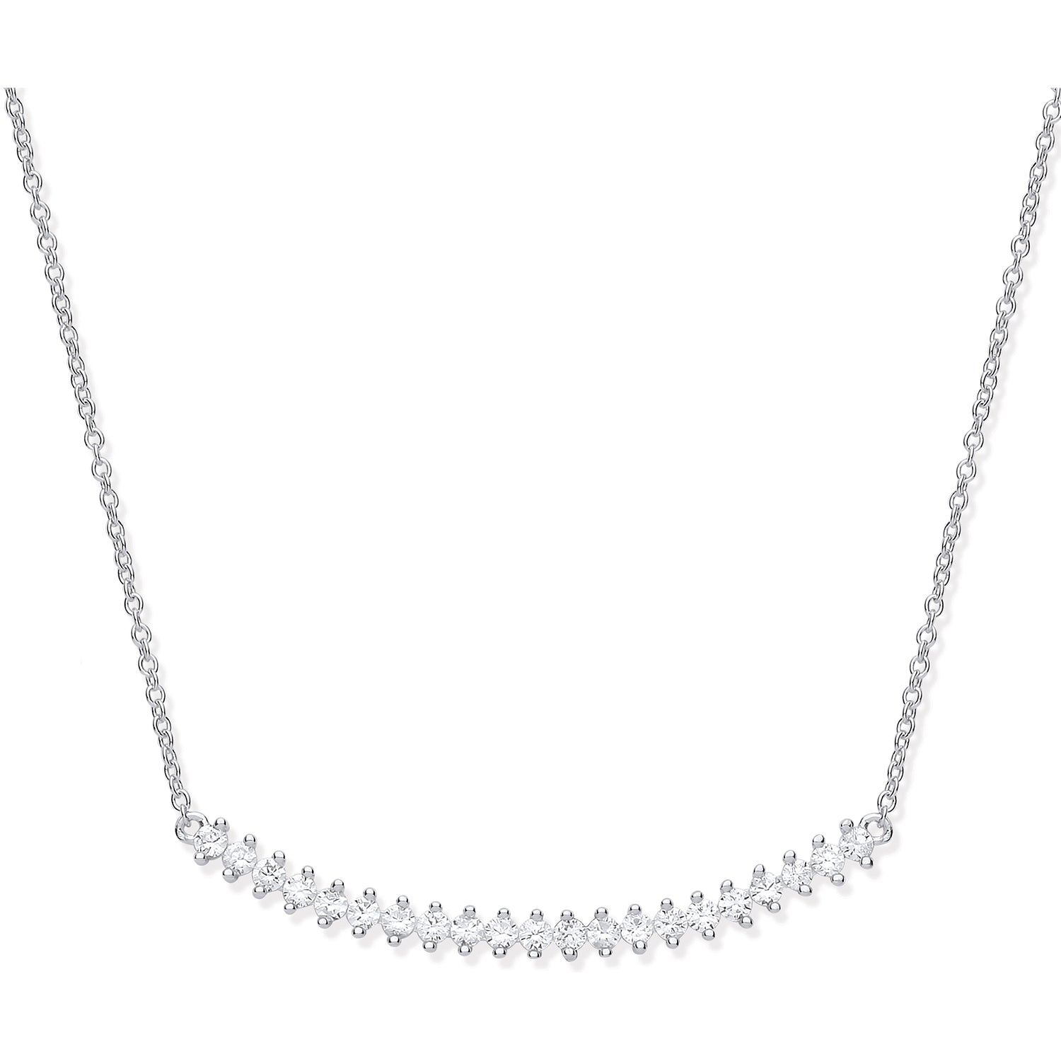 925 Sterling Silver Chic Curved Bar Cubic Zirconia Necklace – Claro Jewels
