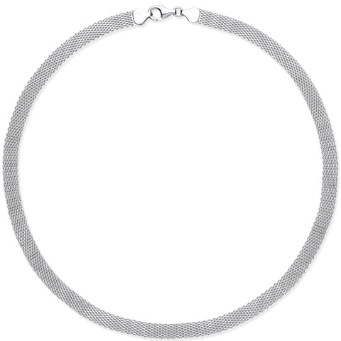 925 Sterling Silver Tight Mesh Watch Strap 18"Chain