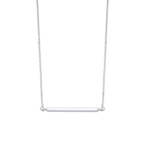 925 Sterling Silver Tube Bar Necklace 16" extends to 18"