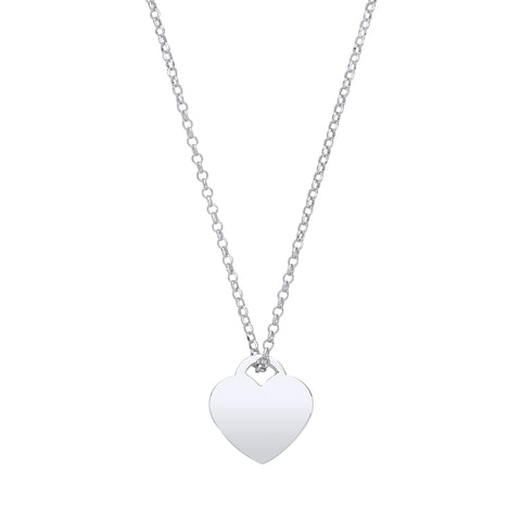 925 Sterling Silver Plain Heart Pendant Chain 16"