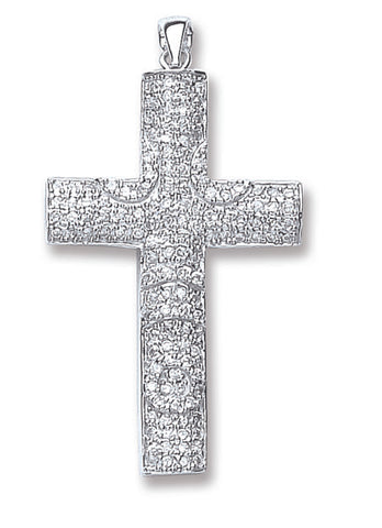 925 Sterling Silver Pave Set Cz Cross with Chain