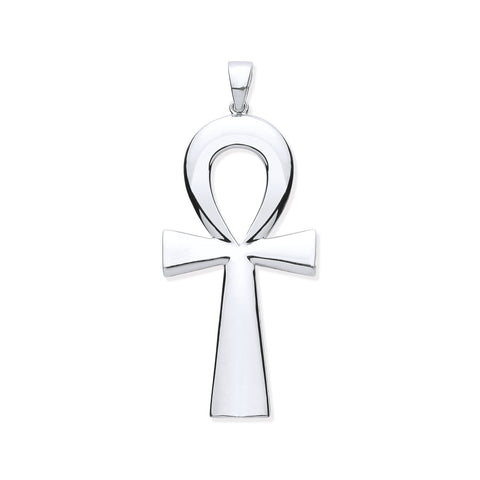 925 Sterling Silver Large Ankh Cross - Key of Life Pendant with Chain