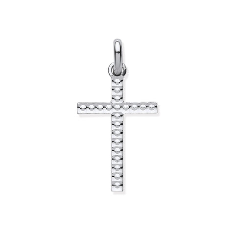 925 Sterling Silver Embossed Dots Cross Pendant with Chain