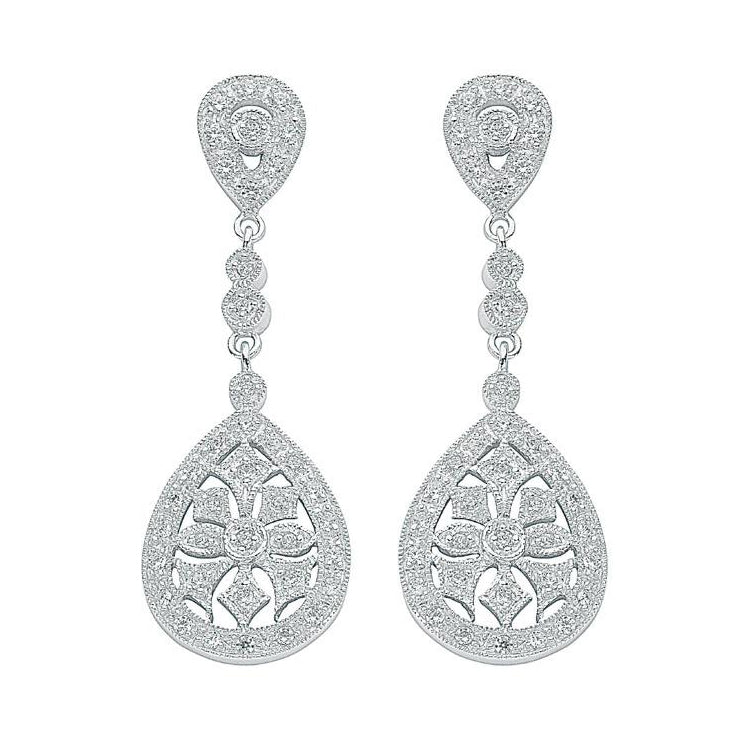 925 Sterling Silver Chandelier Cubic Zirconia Drop Earrings
