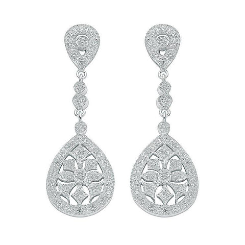 925 Sterling Silver Chandelier Cz Drop Earrings