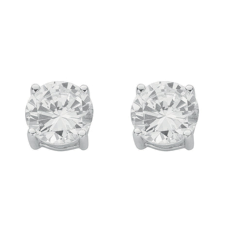 925 Sterling Silver Claw Set Cz 10mm Stud Earrings