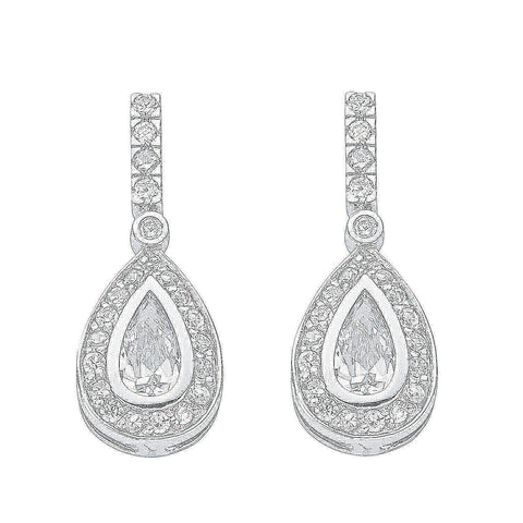 925 Sterling Silver Fancy Cz Drops