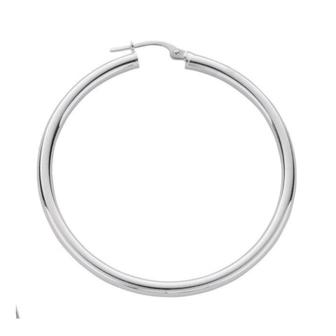 925 Sterling Silver Thick Round Hoop Earrings 36mm-65mm (3mm thick)