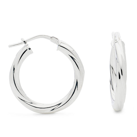 925 Sterling Silver 22mm Twisted Hoop Earrings