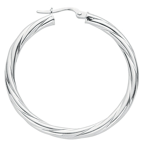 925 Sterling Silver 35mm Twisted Hoop Earrings