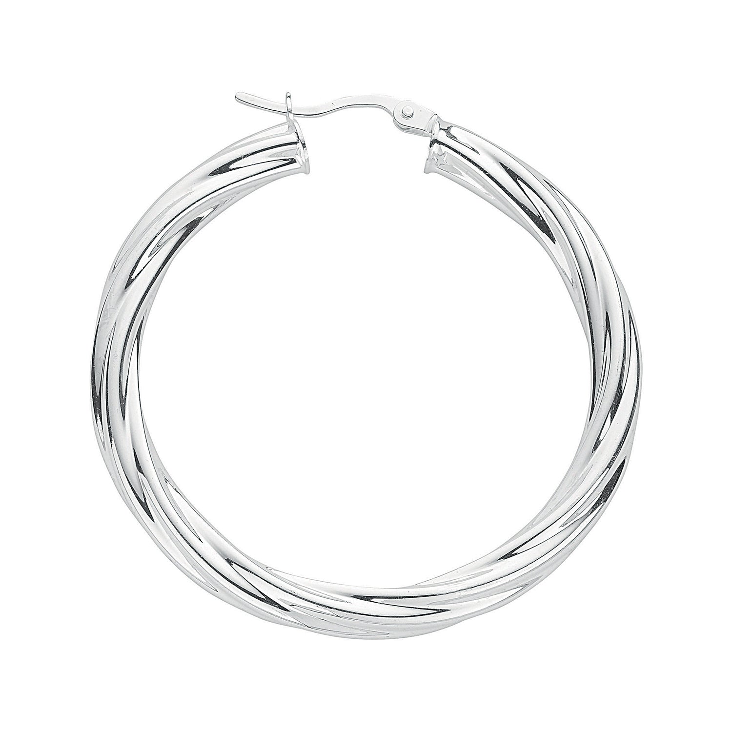925 Sterling Silver 38mm Twisted Hoop Earrings