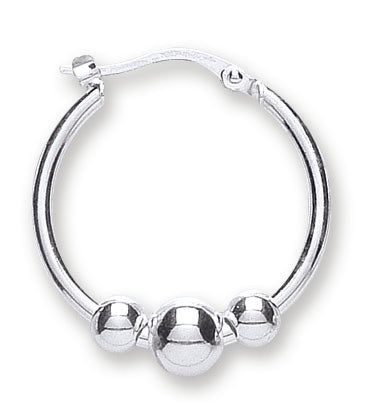 925 Sterling Silver 28mm Fancy Ball Hoop Earrings
