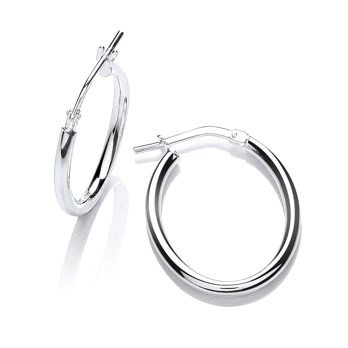 925 Sterling Silver Oval Tube Hoop Earrings
