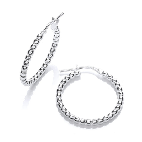 925 Sterling Silver Bead Hoop Earrings