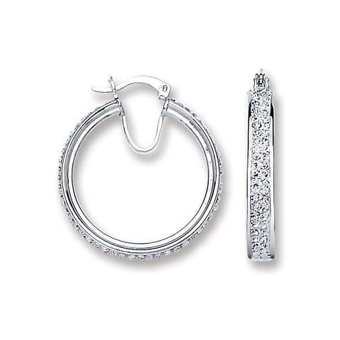 925 Sterling Silver 32mm Hoop Crystal Earrings