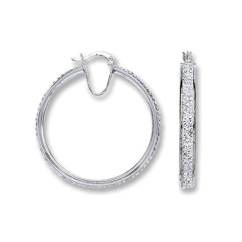 925 Sterling Silver 42mm Hoop Crystal Earrings