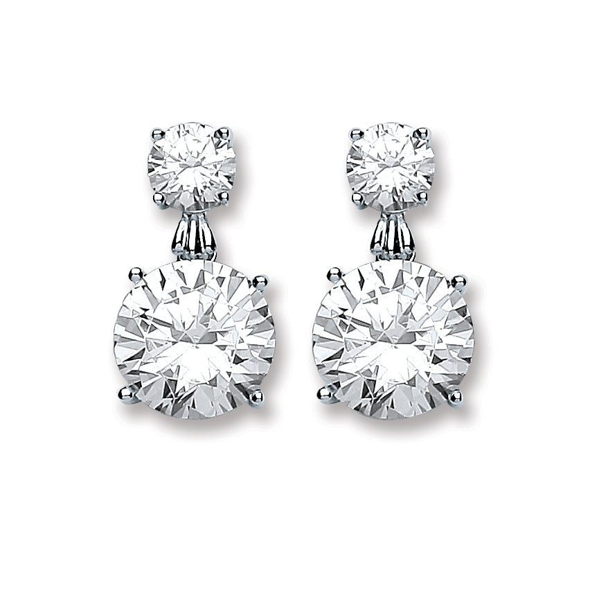 925 Sterling Silver Large Round Cubic Zirconia Stud Earrings