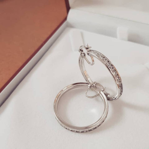 925 Sterling Silver Channel Set Cz Hoop Earrings