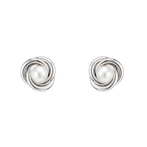925 Sterling Silver Knot with Pearl Studs