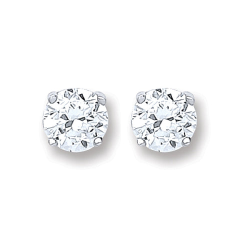 925 Sterling Silver Round Brilliant Cut Cz 4mm Stud