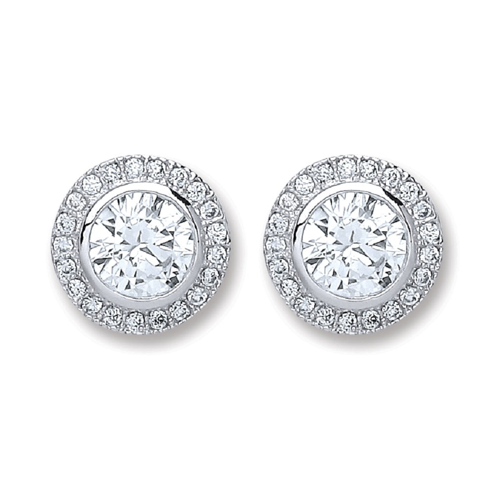 925 Sterling Silver Round Cubic Zirconia Stud Earrings