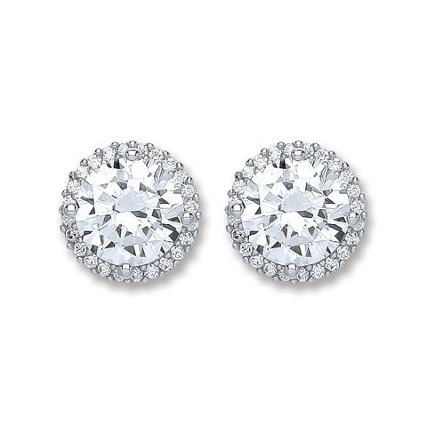 925 Sterling Silver 12mm Cz Round Stud Earrings