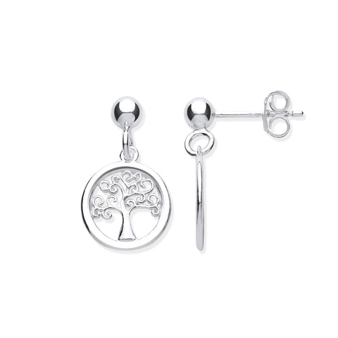 925 Sterling Silver Tree of Life Drop Earrings