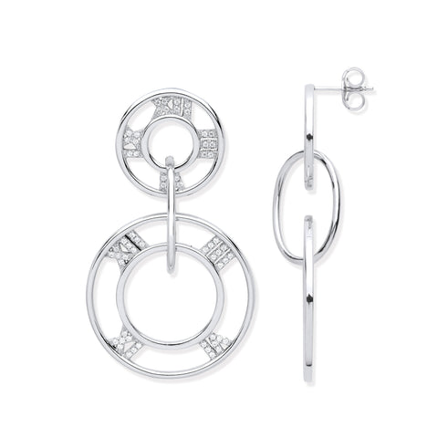 925 Sterling Silver Roman Numerals Drop Earrings