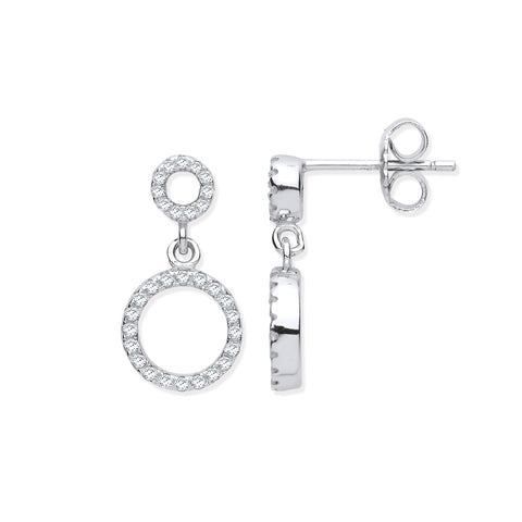 925 Sterling Silver CZ Circle of Life Drop Earrings