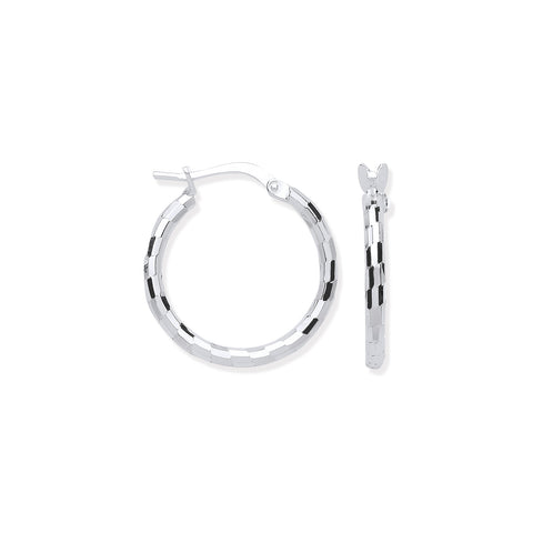925 Sterling Silver 20mm Checkerboard Design Hoops