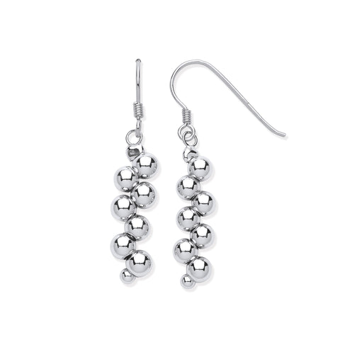 925 Sterling Silver Cluster Bead Balls Drop Earrings