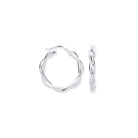 925 Sterling Silver 28mm Twist Hoop Earrings