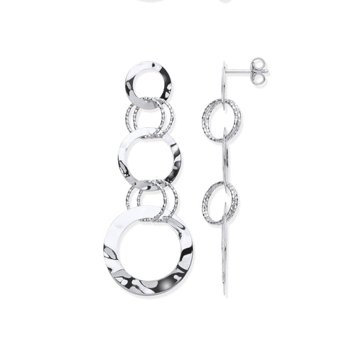 925 Sterling Silver Interlinked Circles Drop Earrings