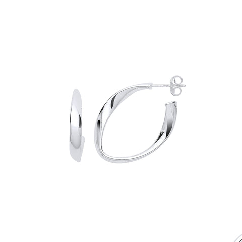 925 Sterling Silver Oval Twisted Hoop Earrings