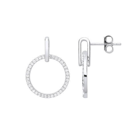 925 Sterling Silver Circle of Life Drop Earrings