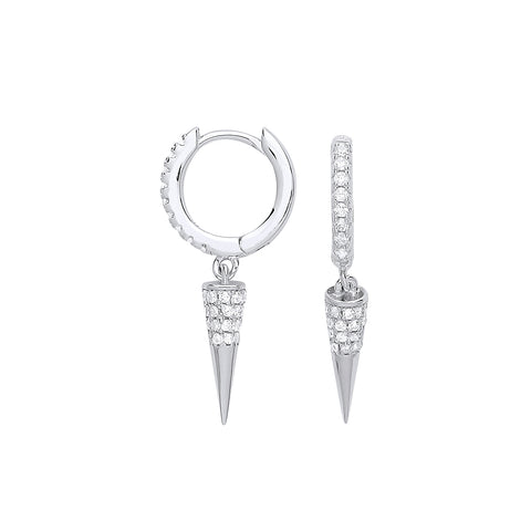 925 Sterling Silver Circle and Spike Drop Earrings