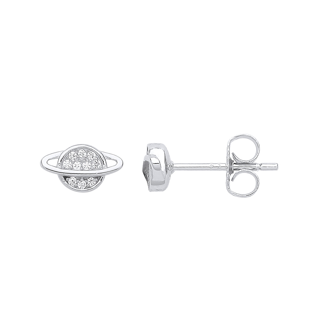 925 Sterling Silver Planet Cubic Zirconia Studs